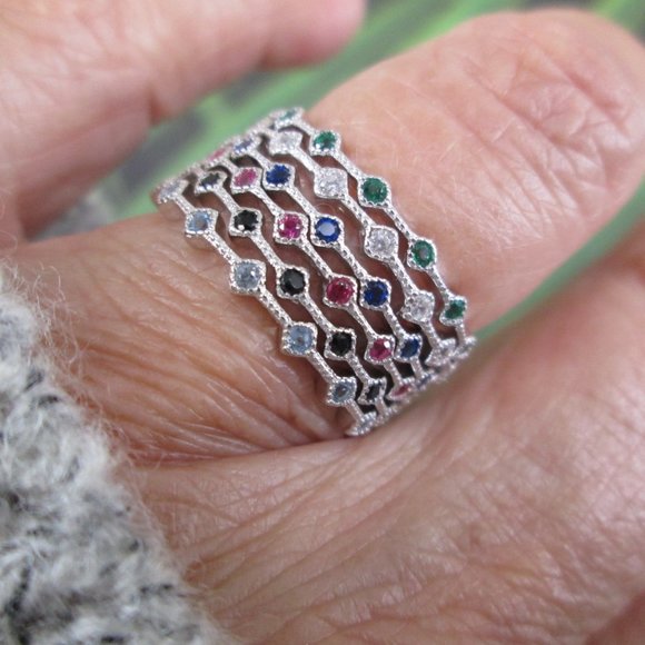 Dainty 925 Sterling RUBY Eternity Ring>925 RUBY Ring,Sterling Ruby Ring,925 ring - Picture 5 of 6